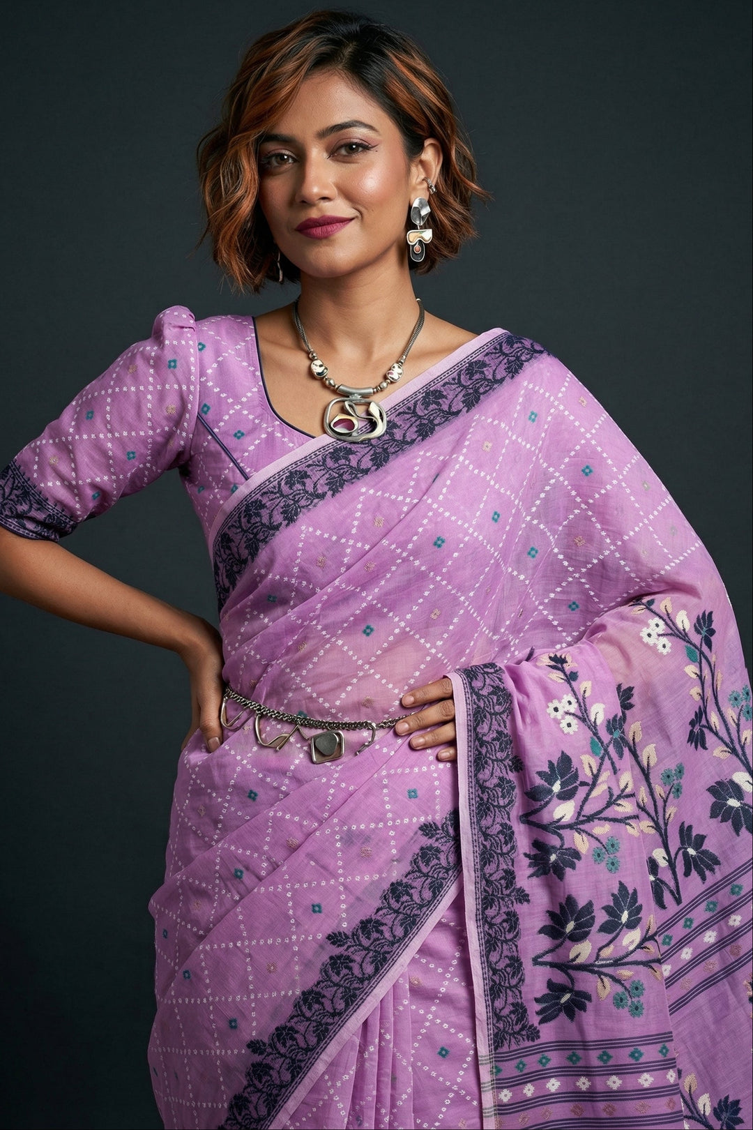Swapner Rajkumari-Jamdani Saree(Lavender)