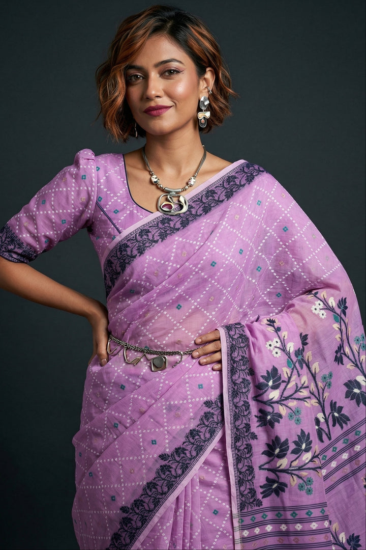 Swapner Rajkumari-Jamdani Saree(Lavender)