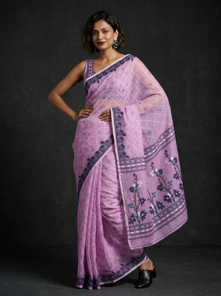 Swapner Rajkumari-Jamdani Saree(Lavender)