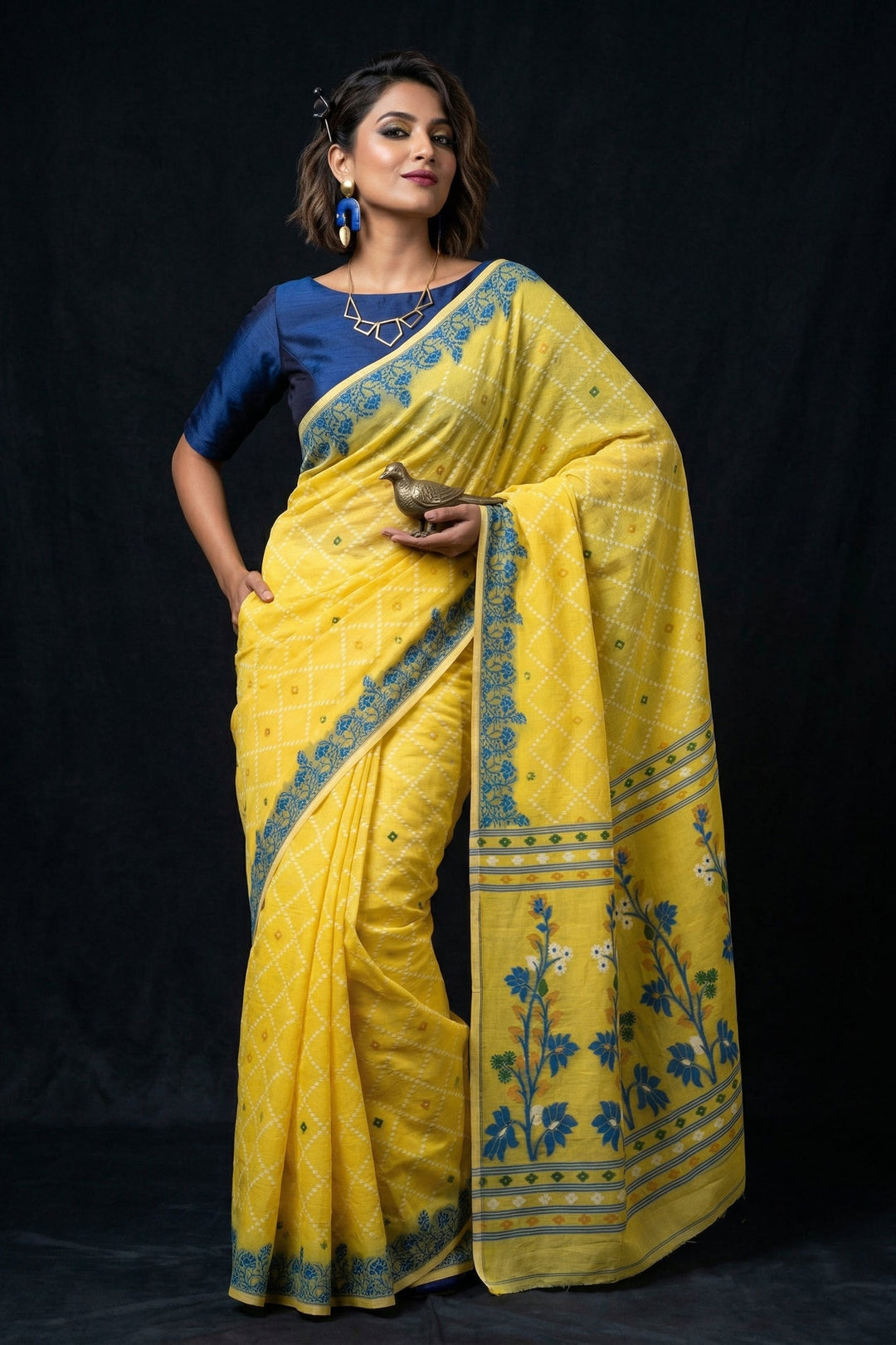Swapner Rajkumari-Jamdani Saree(Yellow)