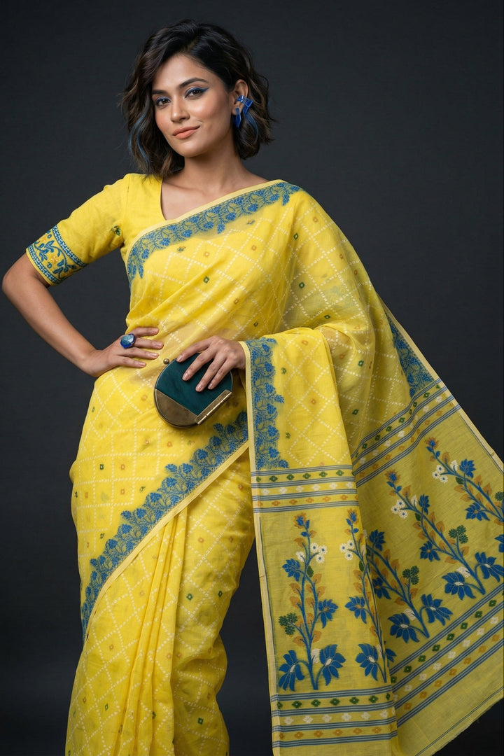 Swapner Rajkumari-Jamdani Saree(Yellow)