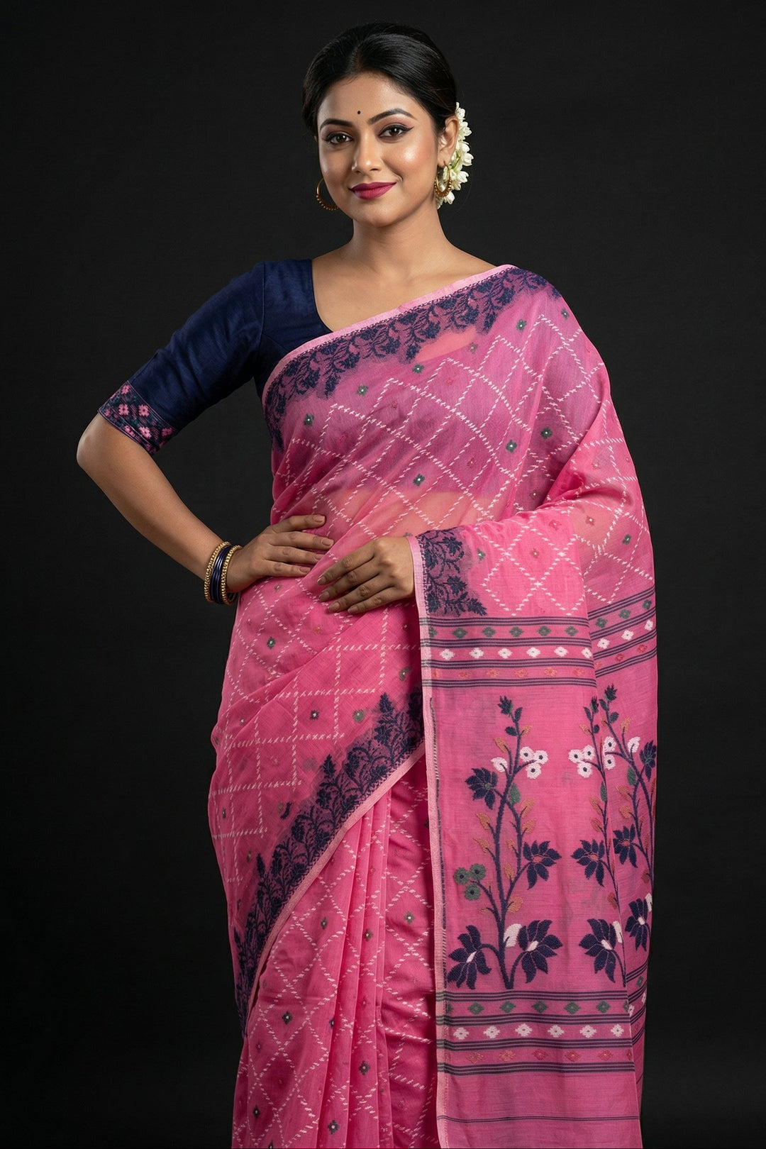 Swapner Rajkumari-Jamdani Saree(Pink)