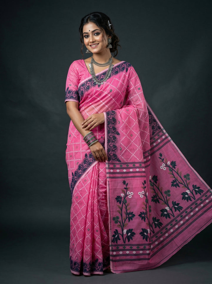 Swapner Rajkumari-Jamdani Saree(Pink)