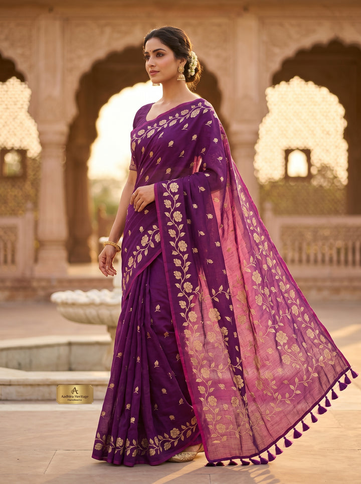 Pushpakunj Pure Mul Cotton Saree