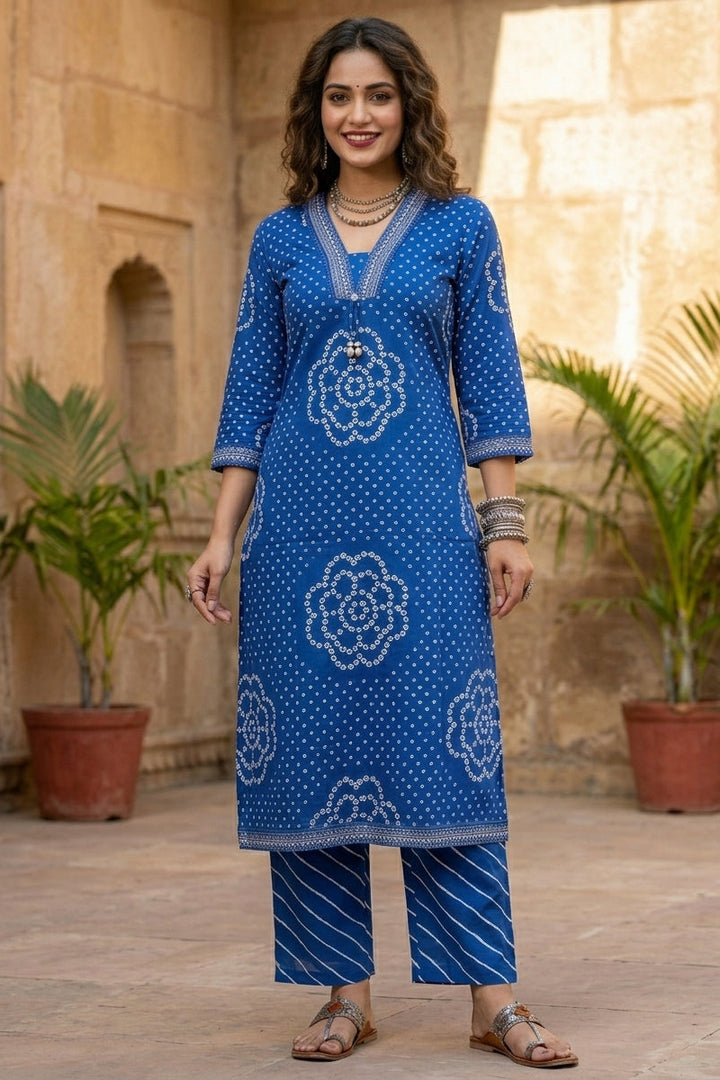 The Indigo Heritage Cotton Kurti Set