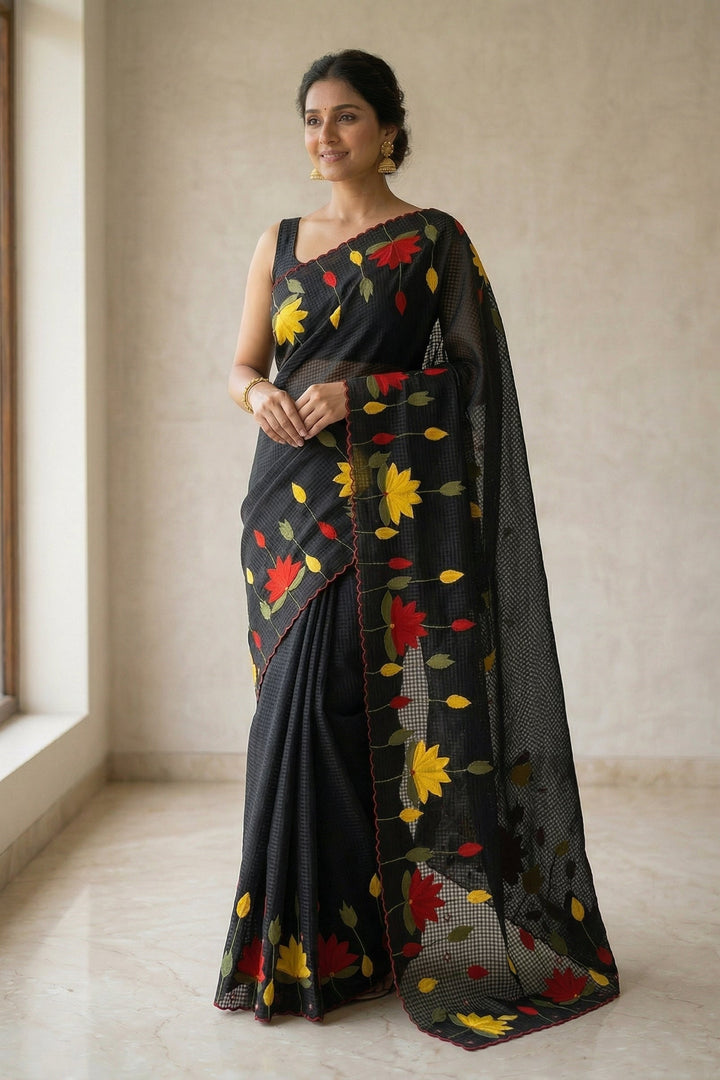 Padyo Pata Kota Applique Saree