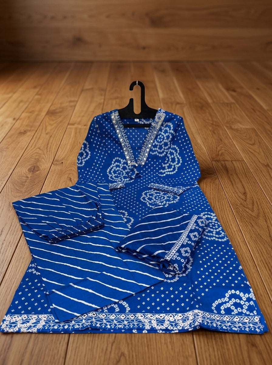 The Indigo Heritage Cotton Kurti Set