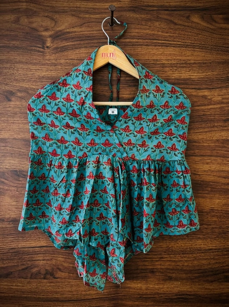 Halter Tie-Back Peplum Top