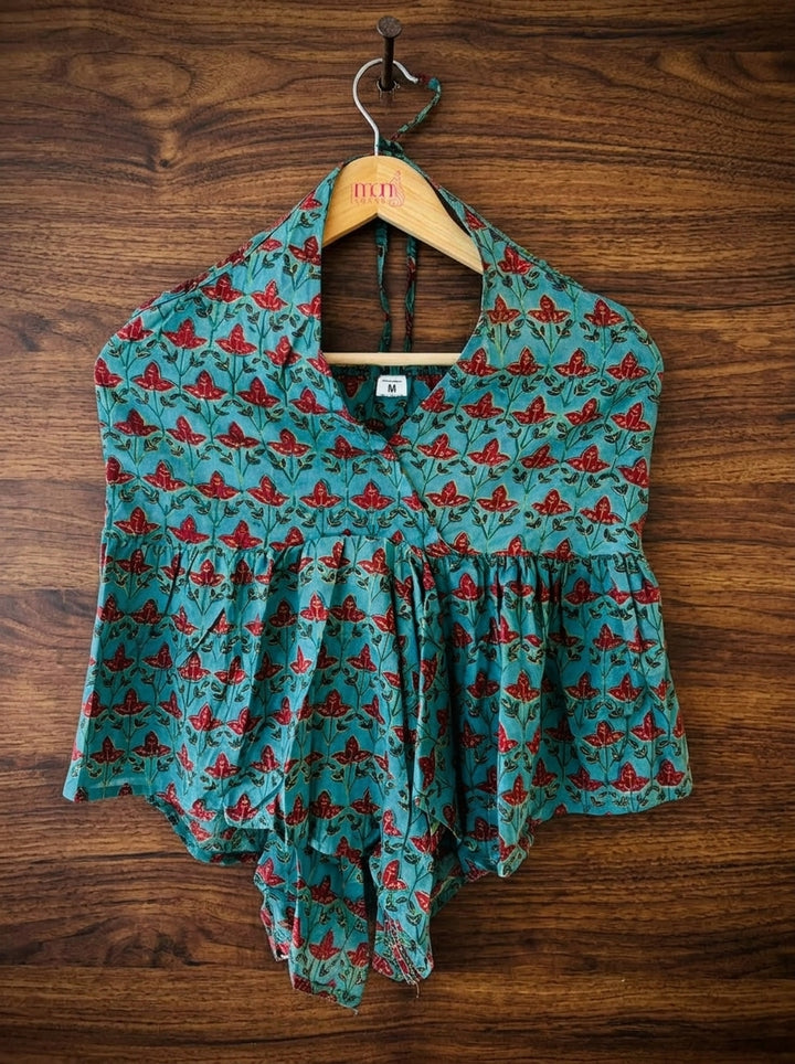 Halter Tie-Back Peplum Top