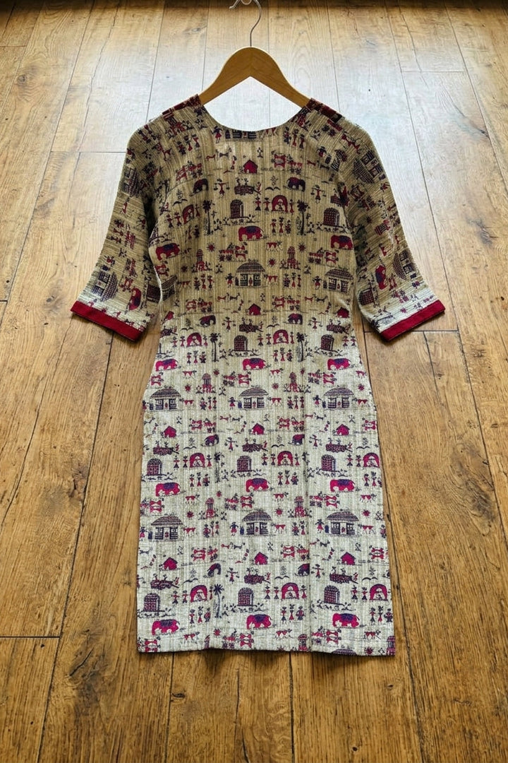 The Warli Whimsy Pure Cotton Kurti