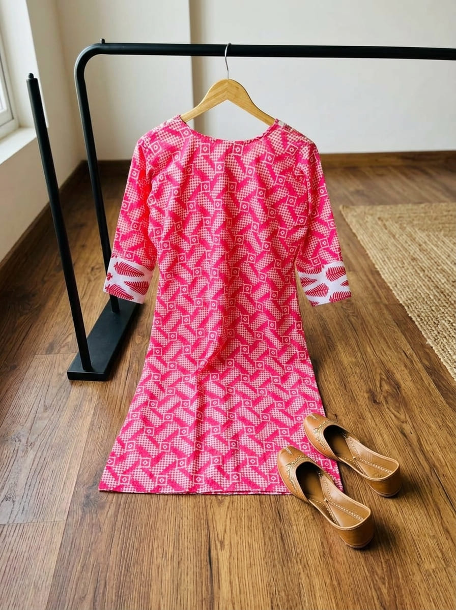Pink Bloosm Cotton Kurti