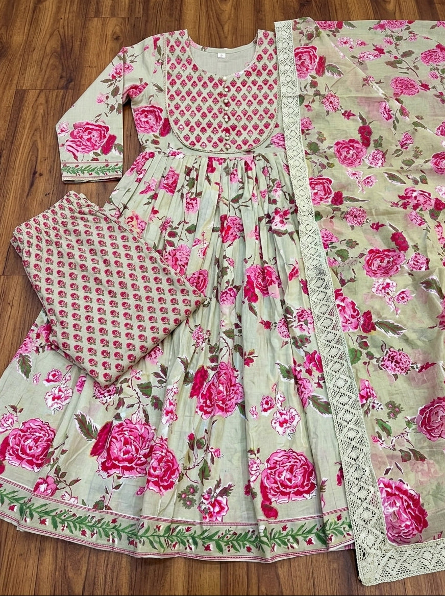 Petal Paradise Cotton Suit Set