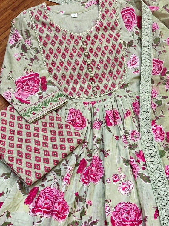 Petal Paradise Cotton Suit Set