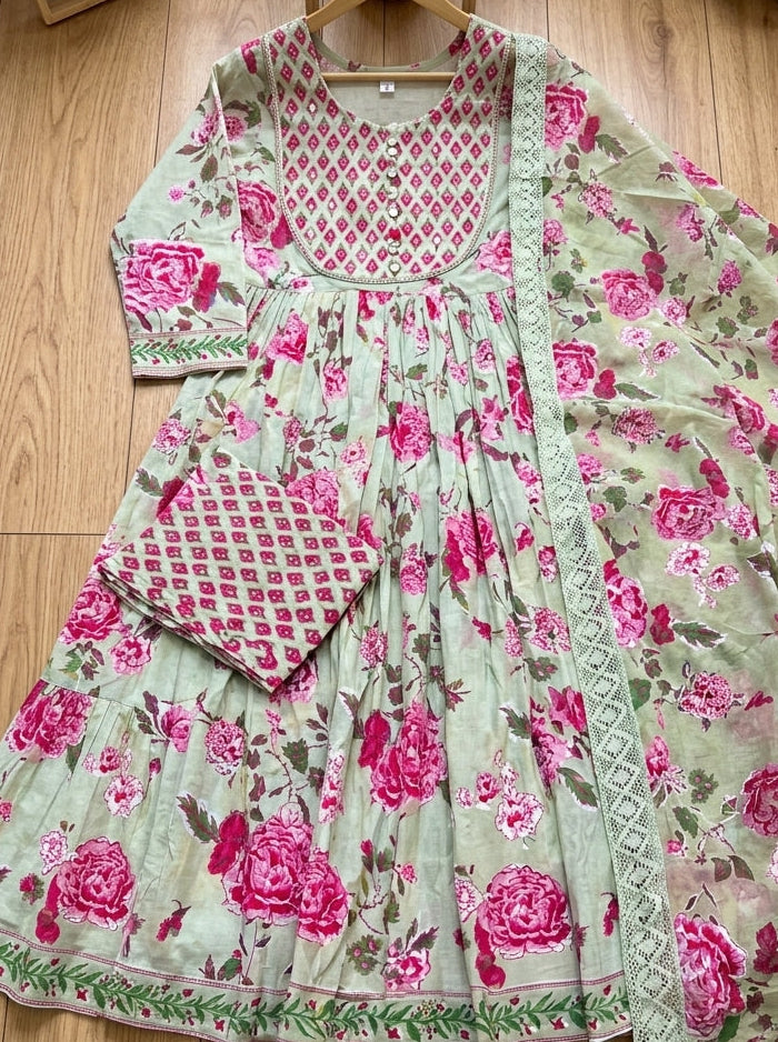 Petal Paradise Cotton Suit Set