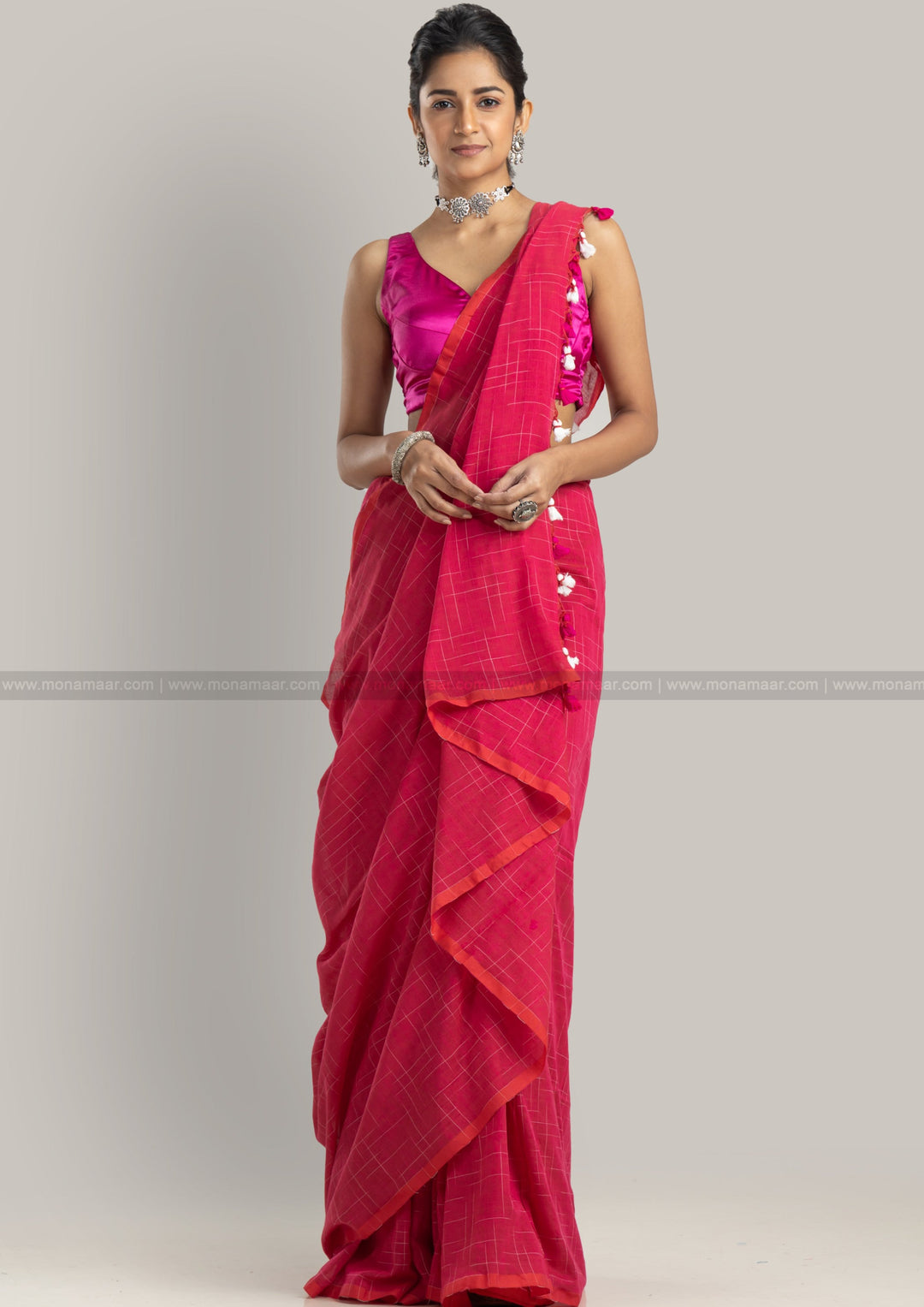 Luxurious Pink Bengal Khadi Saree