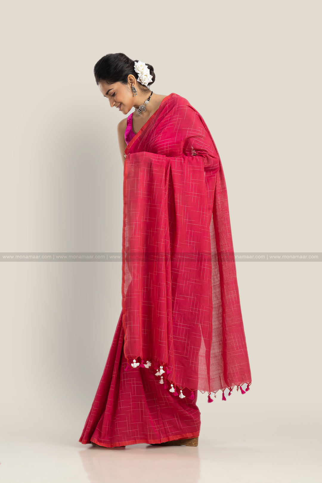 Luxurious Pink Bengal Khadi Saree