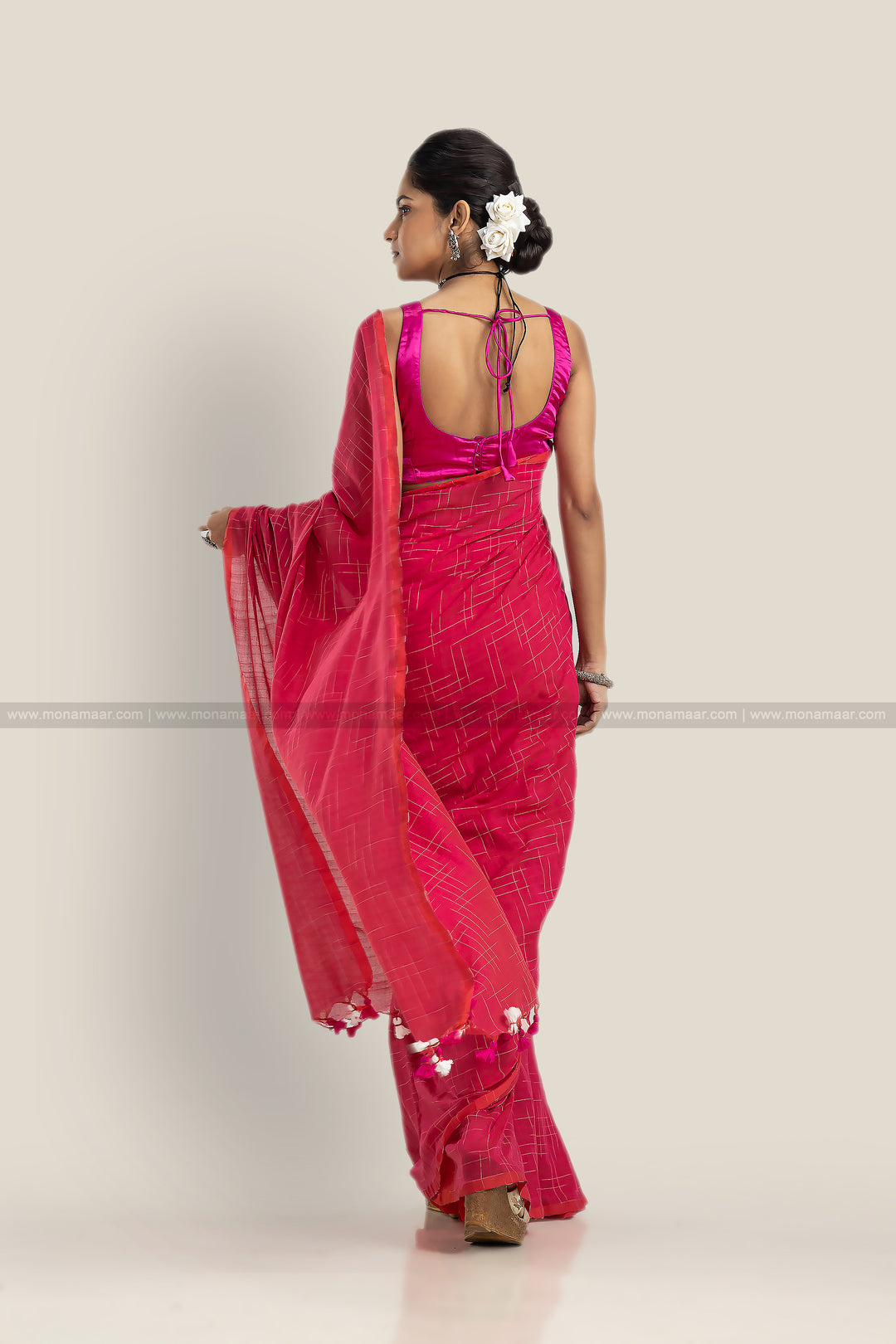 Luxurious Pink Bengal Khadi Saree