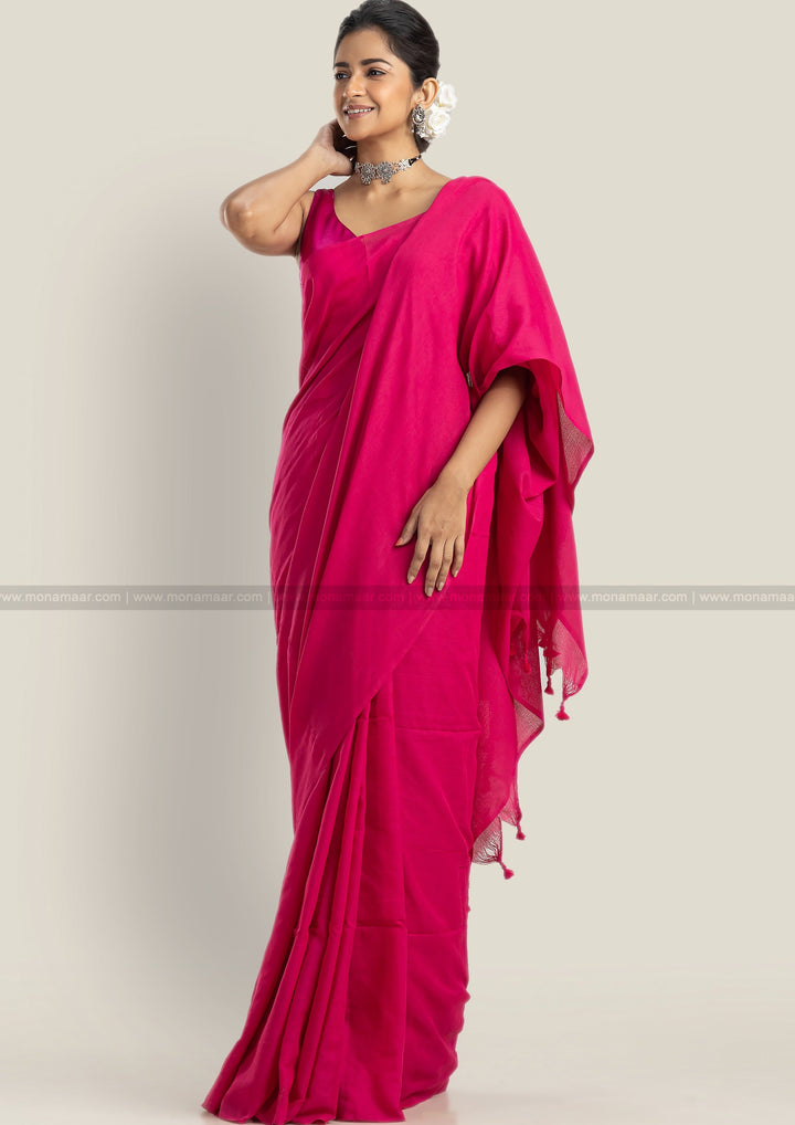 Rani Pink Bengal Khadi Saree