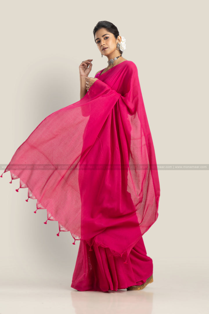 Rani Pink Bengal Khadi Saree