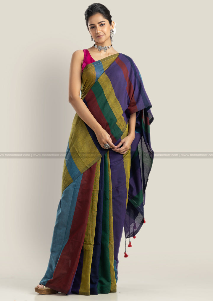 Multicolor Khadi Cotton Saree