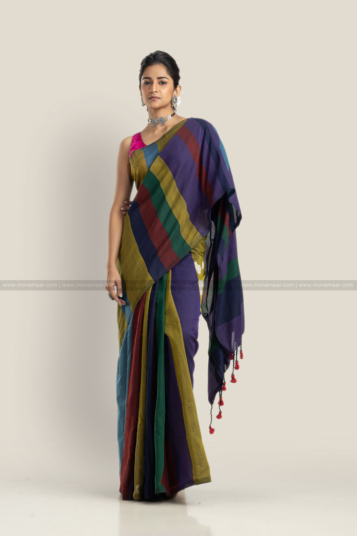 Multicolor Khadi Cotton Saree