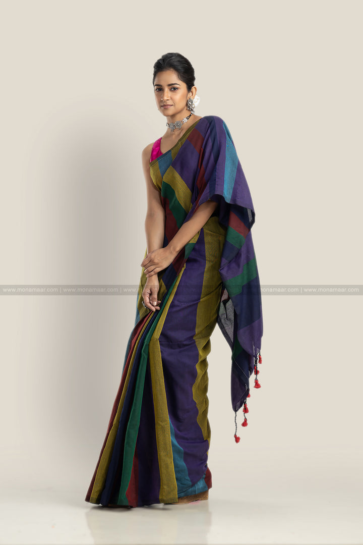 Multicolor Khadi Cotton Saree