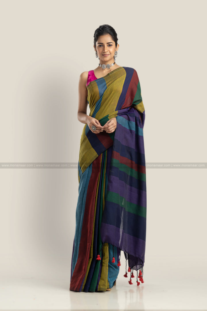 Multicolor Khadi Cotton Saree