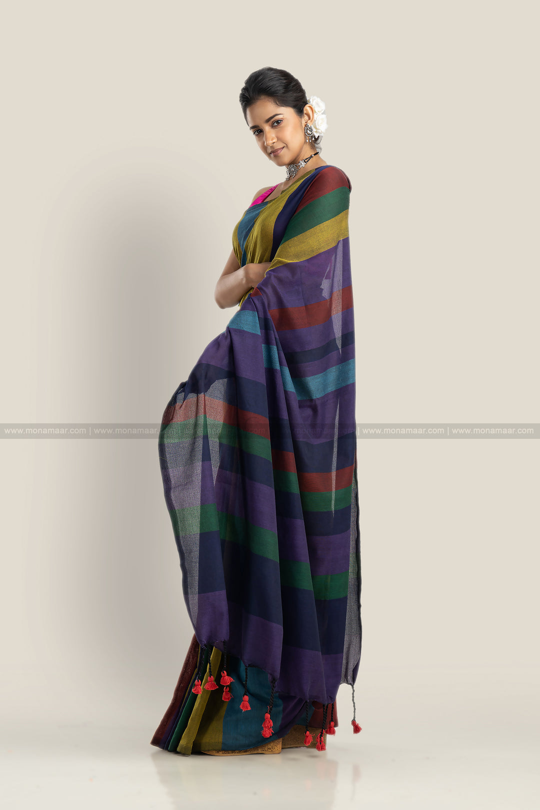 Multicolor Khadi Cotton Saree