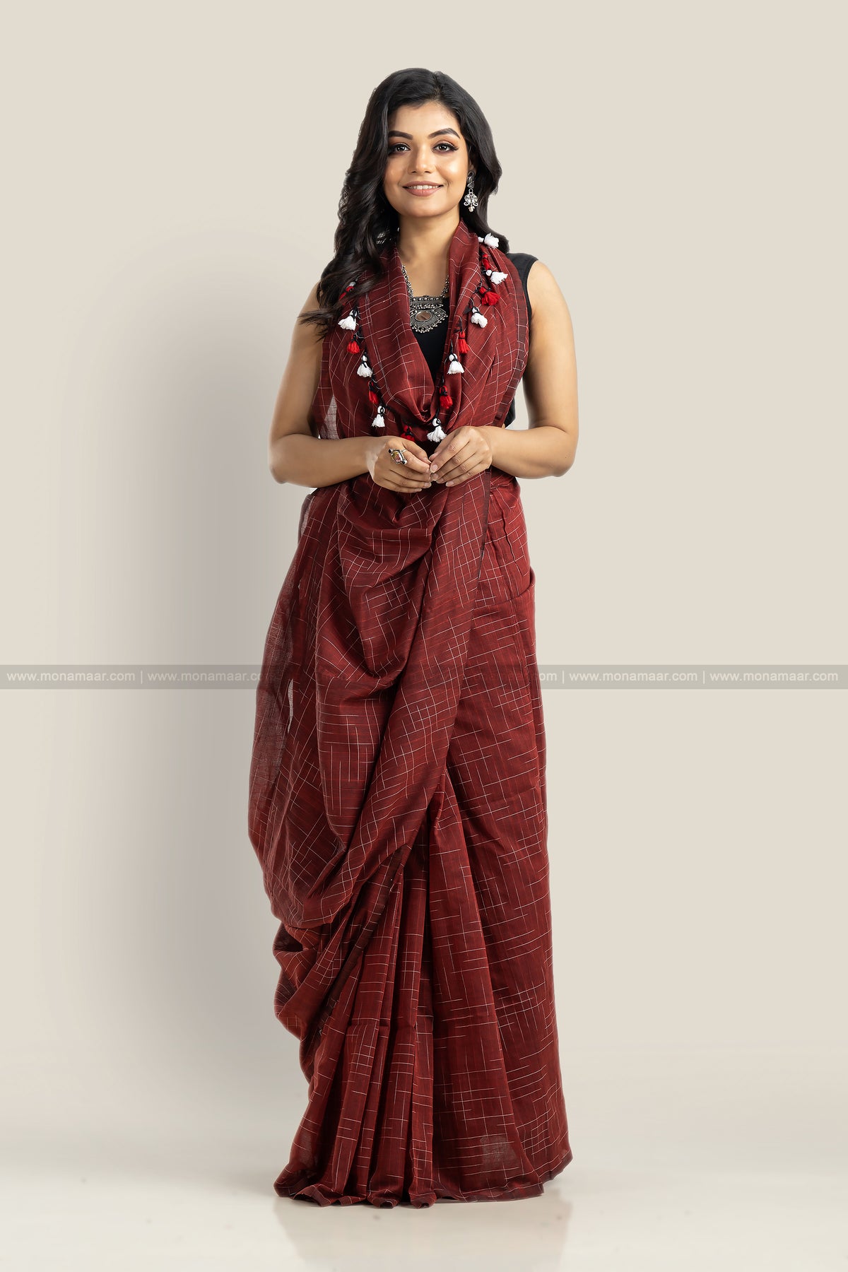 Bengal Khadi Cotton Saree – Monamaar