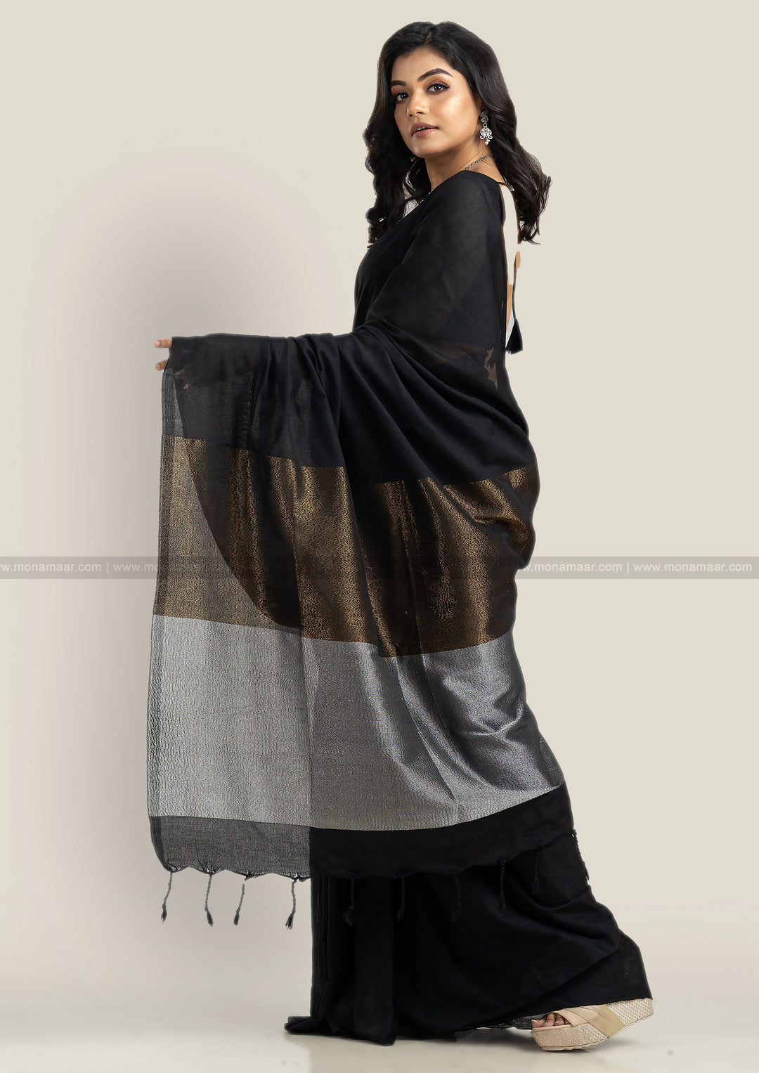 Mysterious Black Bengal Khadi Saree