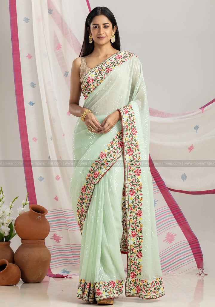 Designer Green Saree