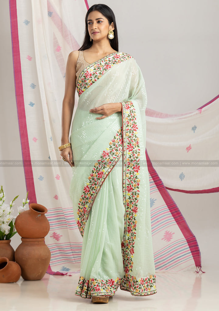 Designer Green Saree