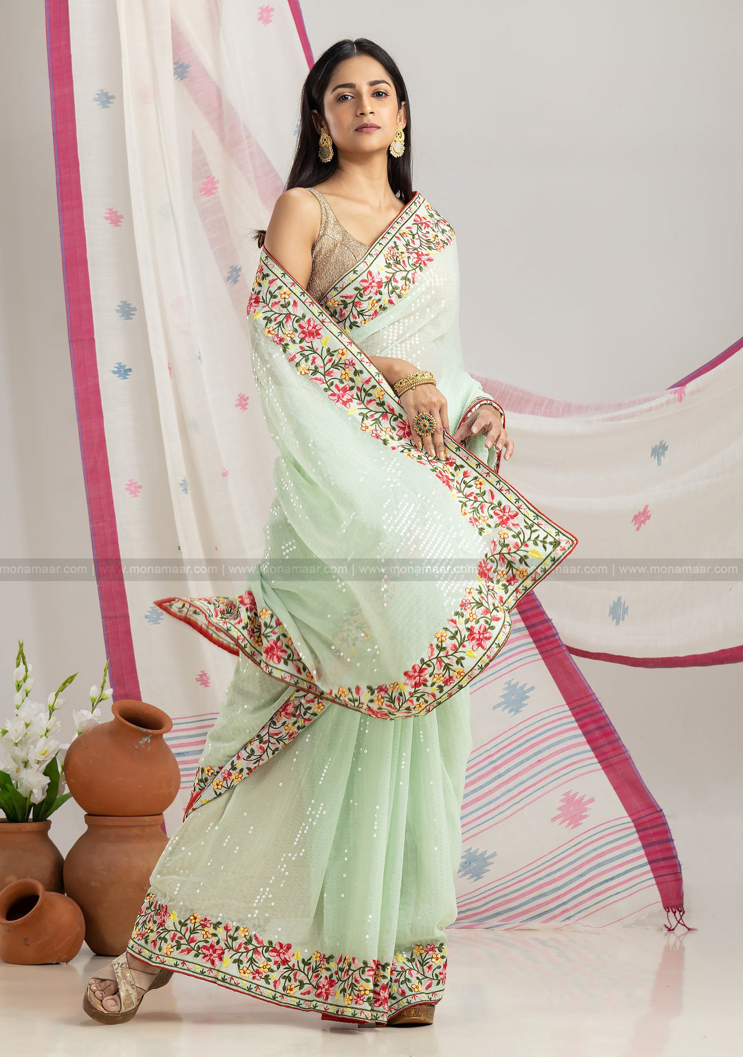 Designer Green Saree