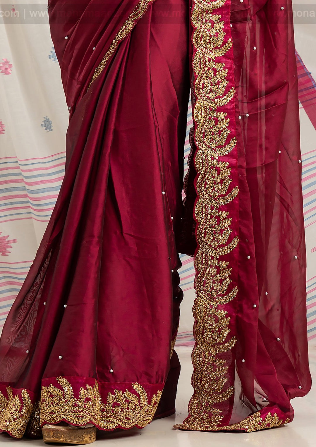 Burgundy Designer Saree