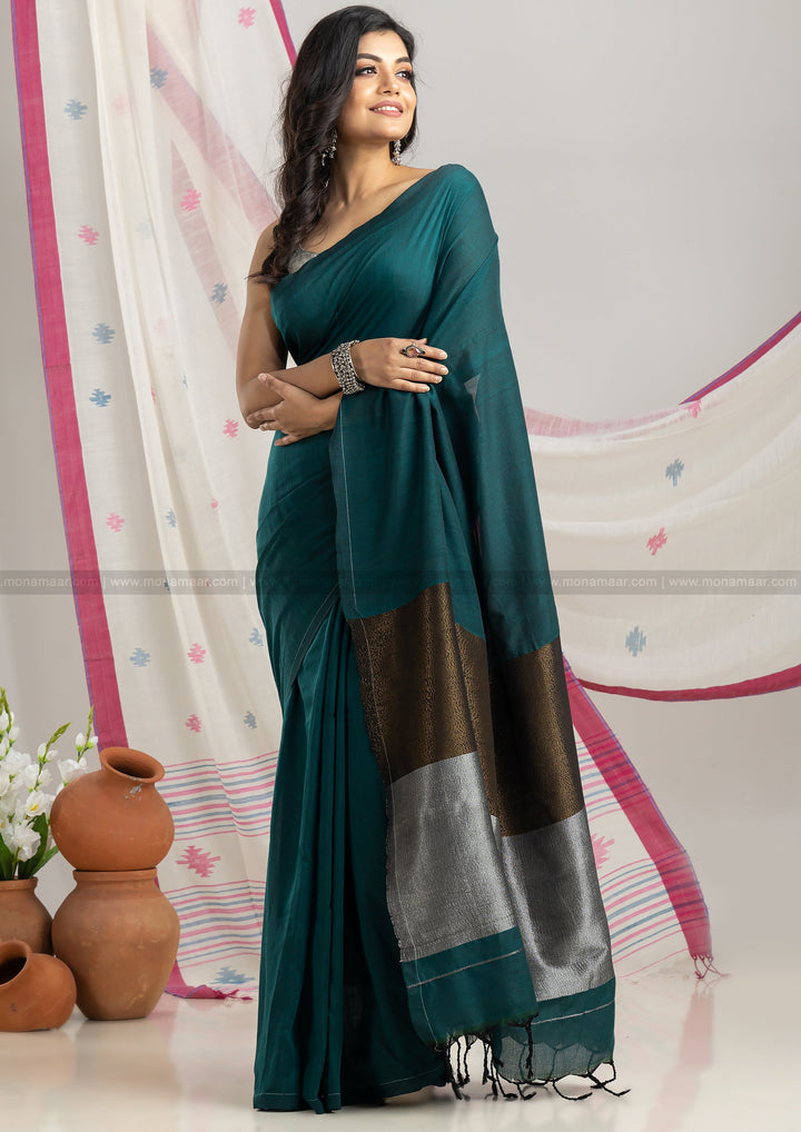 Evergreen Bengal Khadi Cotton Saree