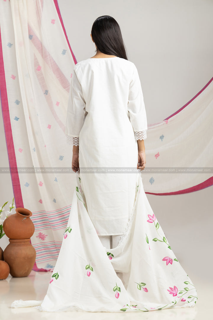 Chikankari Schiffli Kurti Set