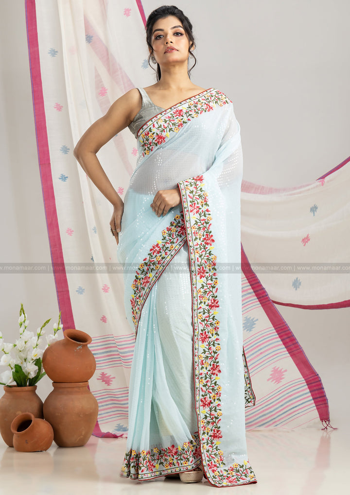 Sky Sequins Designer Saree