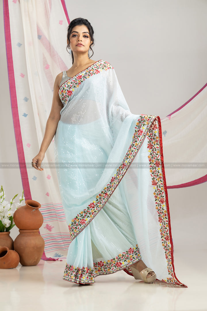 Sky Sequins Designer Saree