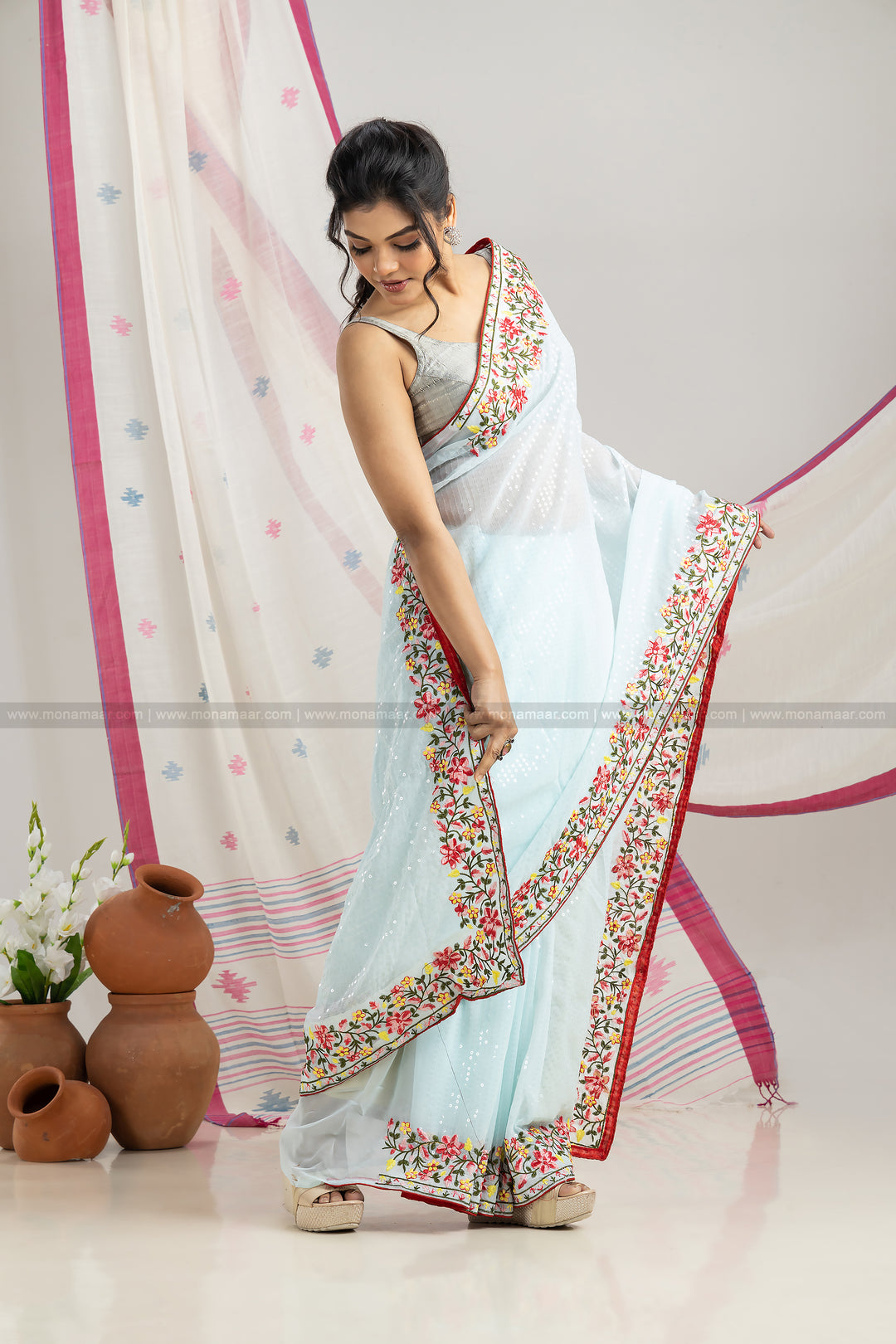 Sky Sequins Designer Saree