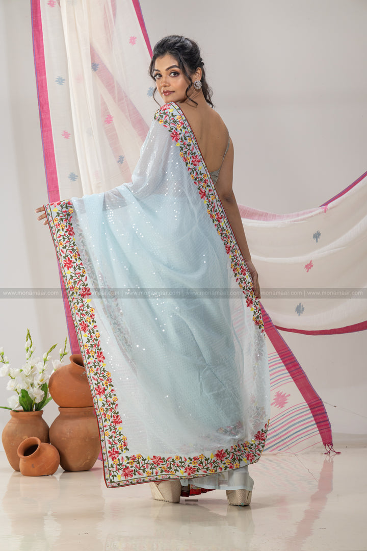 Sky Sequins Designer Saree