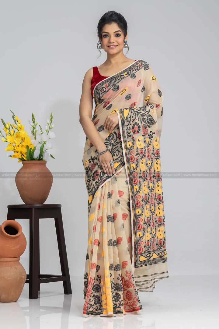 Paisley Work Dhakai Jamdani Saree