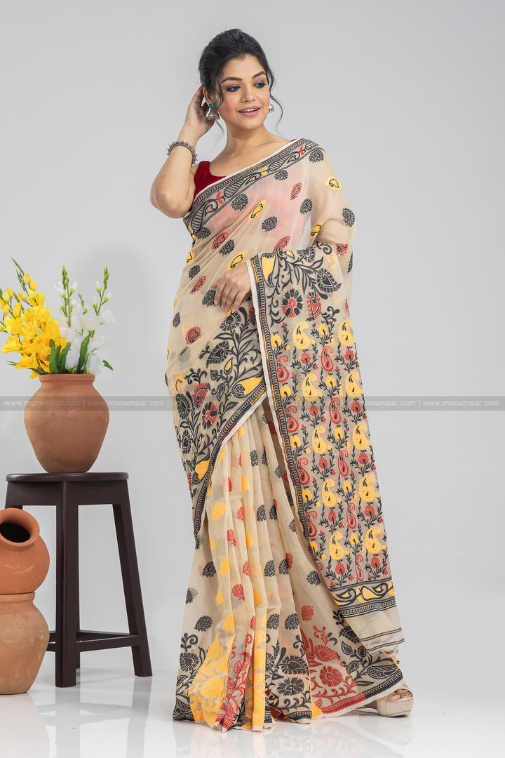 Paisley Work Dhakai Jamdani Saree