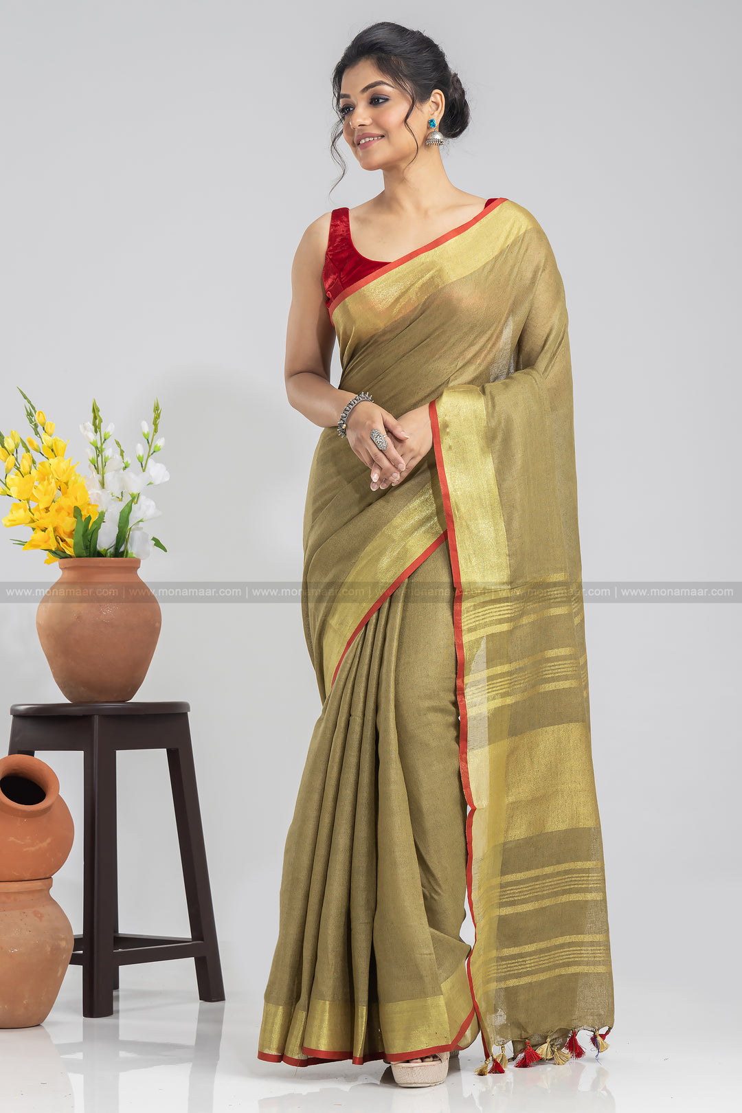 Pure Handwoven Linen Saree