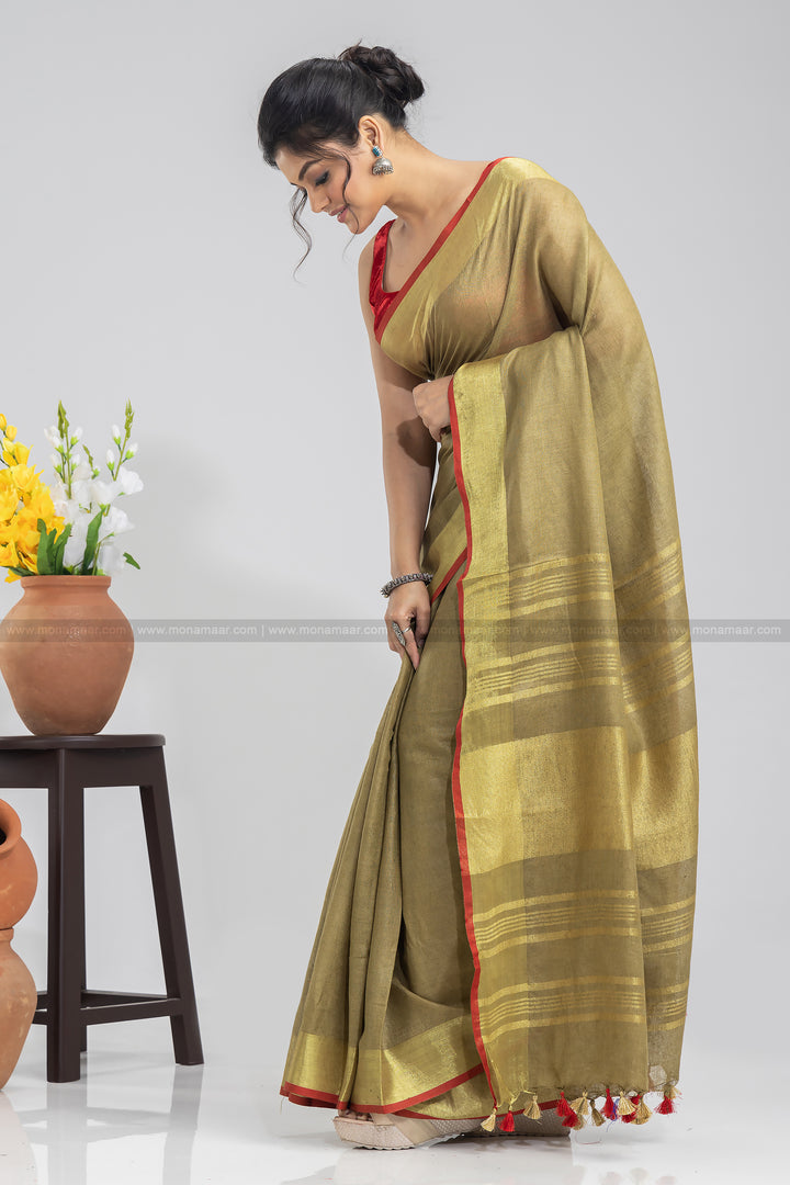 Pure Handwoven Linen Saree