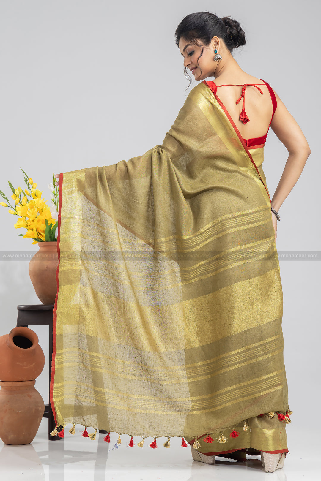 Pure Handwoven Linen Saree