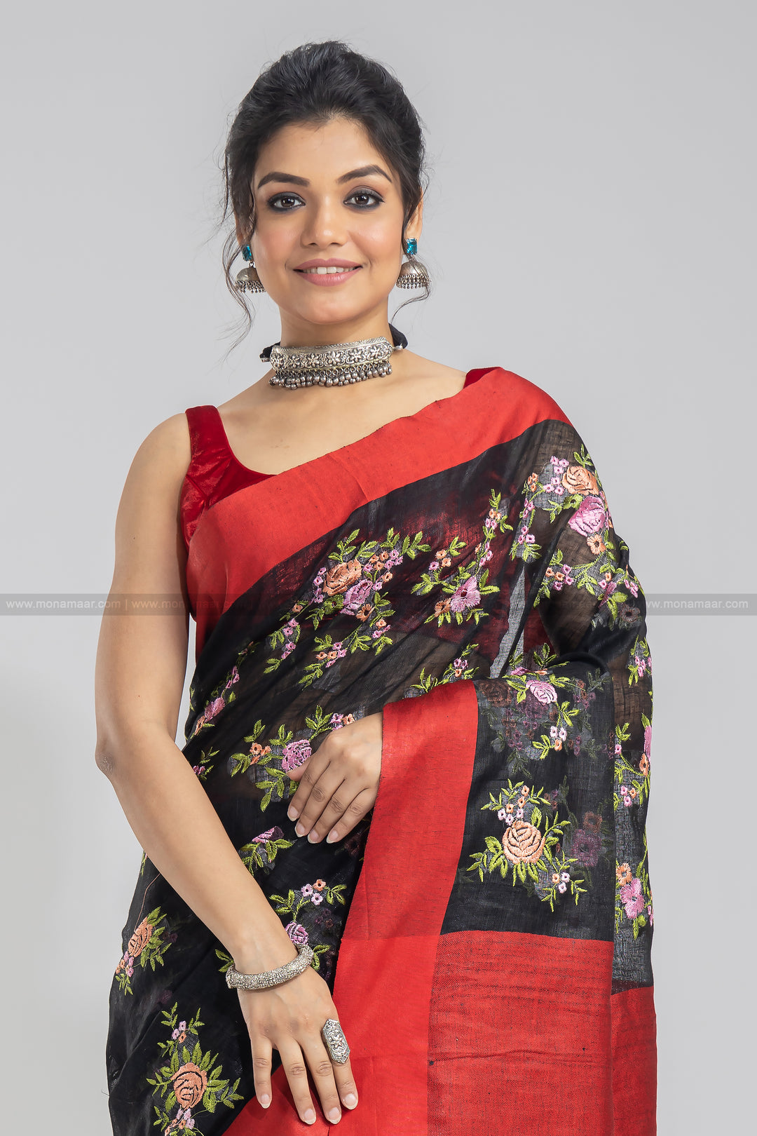 Linen Embroidery Saree