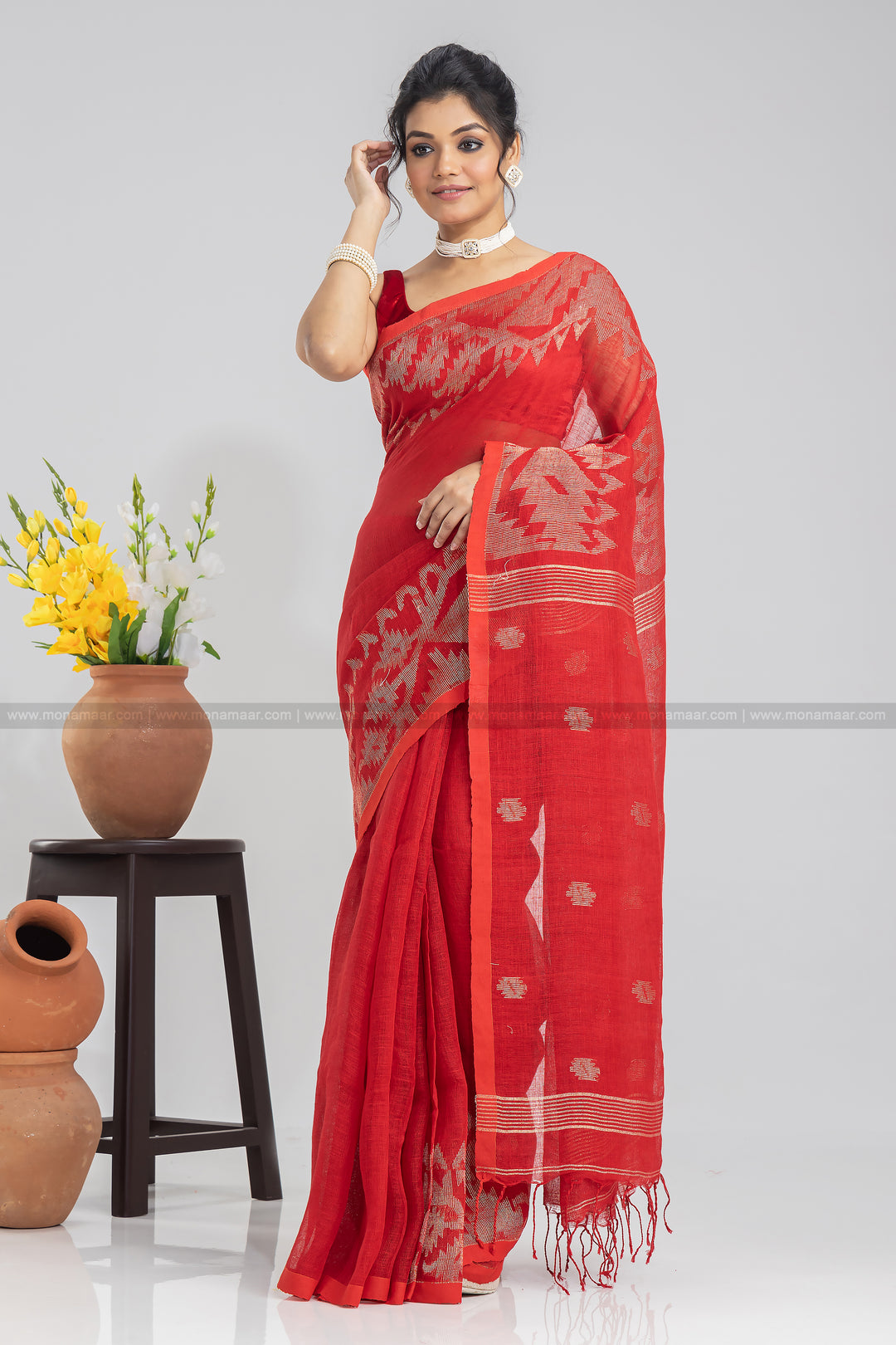 Karat Linen Jamdani Saree