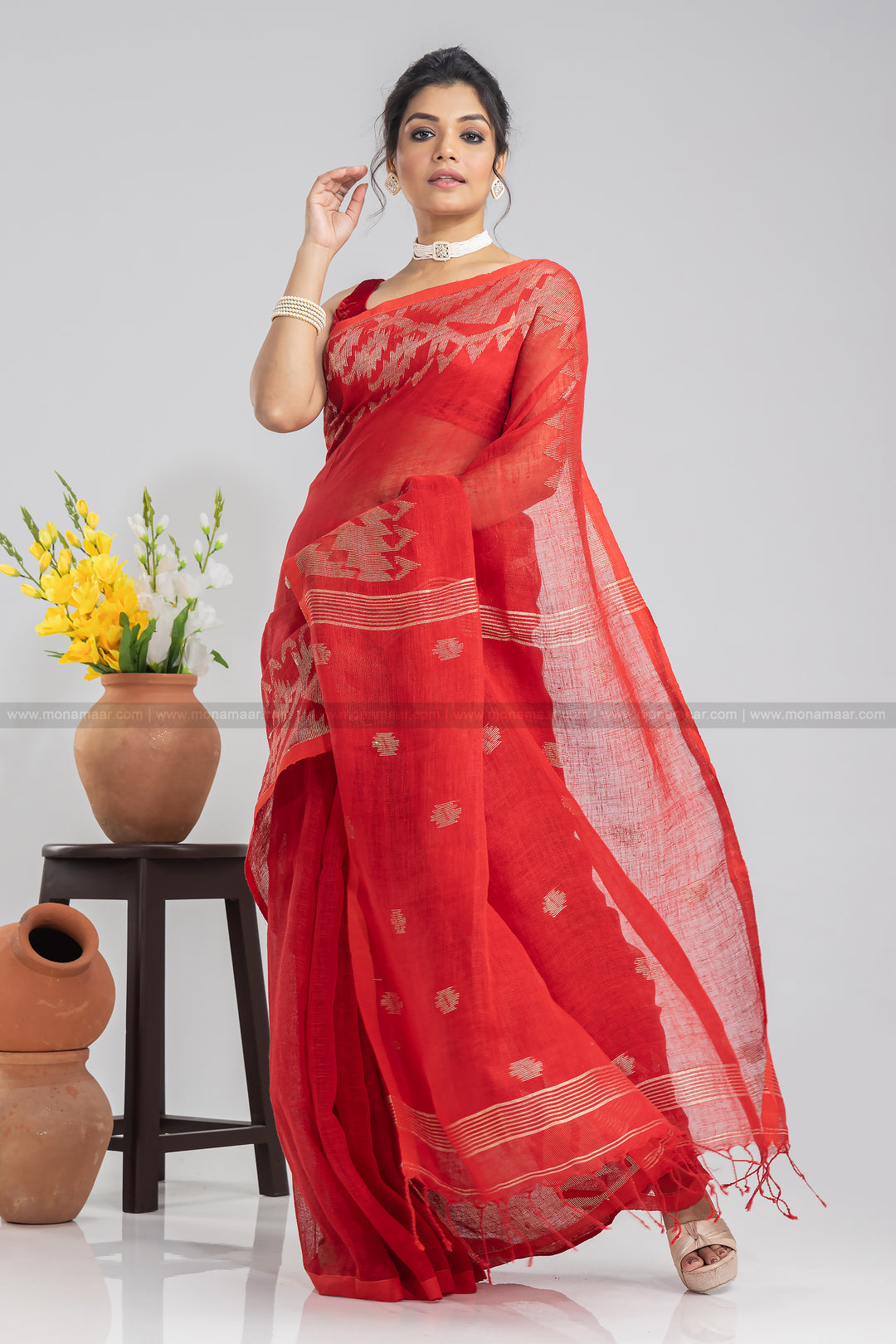 Karat Linen Jamdani Saree