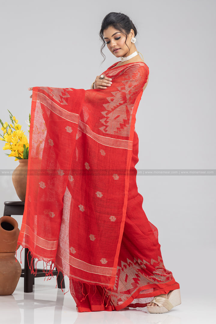 Karat Linen Jamdani Saree