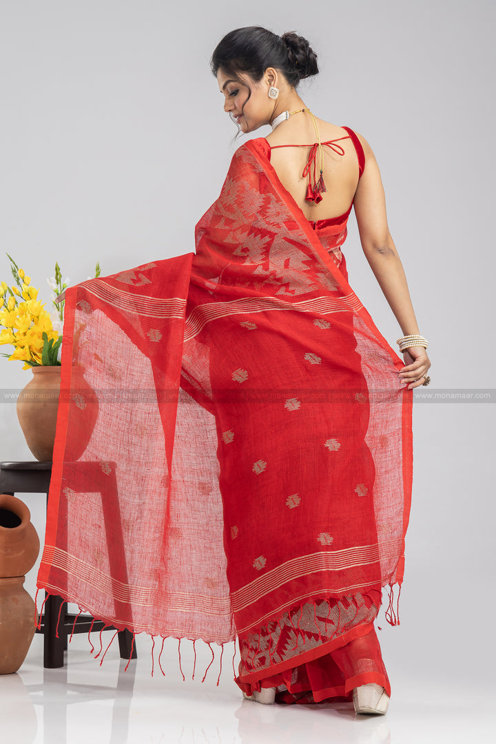 Karat Linen Jamdani Saree